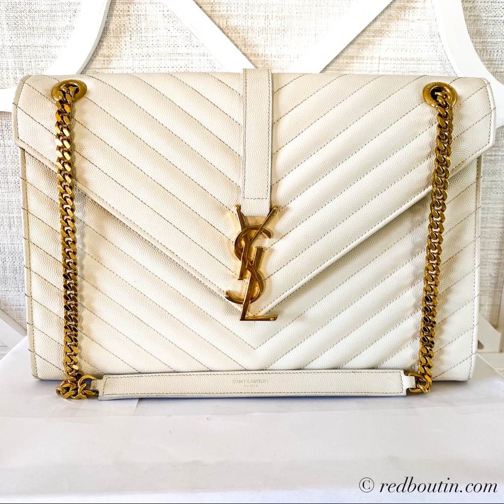 ♥️Sold Laurent YSL grained leather envelope bag LG - Picture 1 of 8